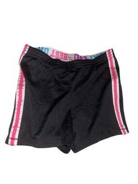 Faded Glory Black Bike Shorts with Pink and White Side Stripes